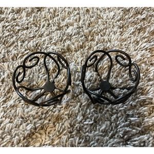 2 Pack Black Mini Candle Holders - Unique Metal Designs